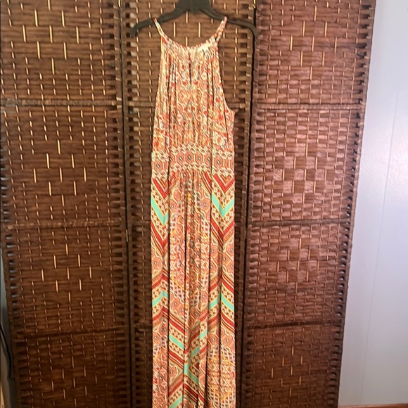 Londen Style Collection Dresses & Skirts - SOLD Embellished Red and Orange Sleeveless Halter Maxi Sundress
